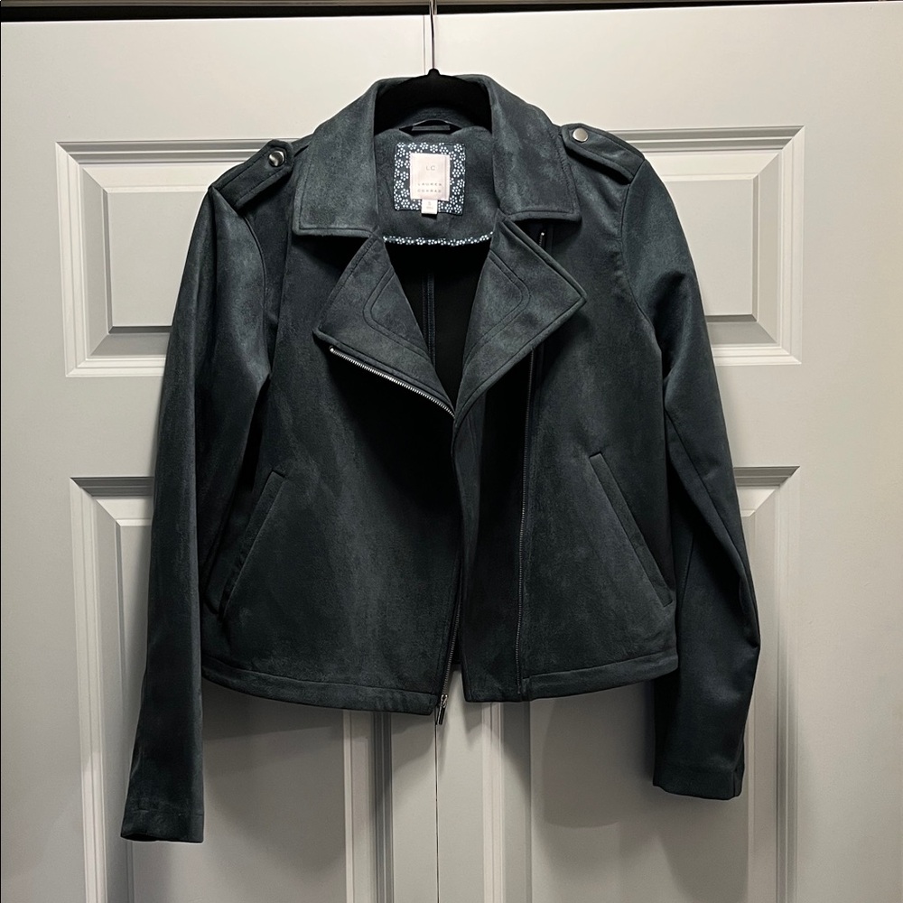 LC Lauren Conrad Dark Green Faux Suede Jacket